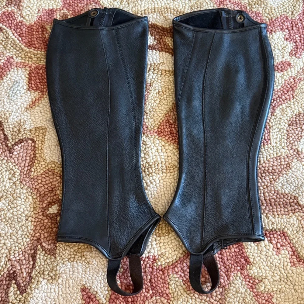 Black Leather Pet Leg Protectors - Picture 2 of 8